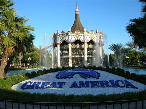 Paramount's great america - 1998-09-08 04:00:00 PDT SANTA CLARA -- A man trying to retrieve a cap from under the tracks of a high- speed roller coaster was struck and killed yesterday in a bizarre accident at Paramount's ...